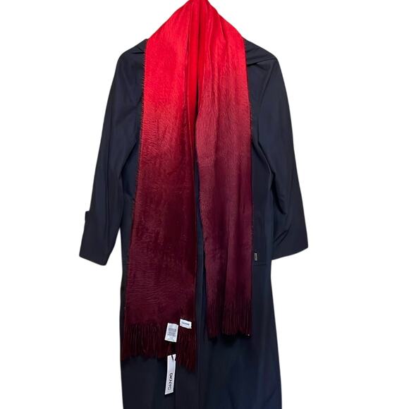 NWT. DKNYC Red and Purple Fringed Scarf. OS - Picture 1 of 5